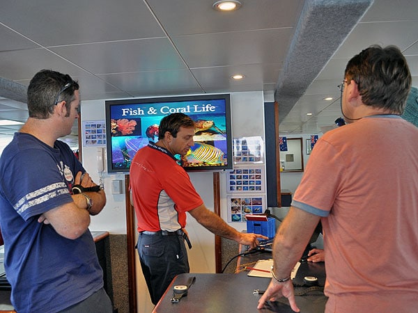 Reef Magic Cruises Dive Review: dive briefing on the boat