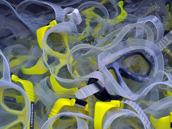 Complimentary masks for snorkelling and diving
