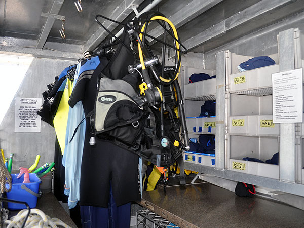 Scuba Diving equipment available on-board
