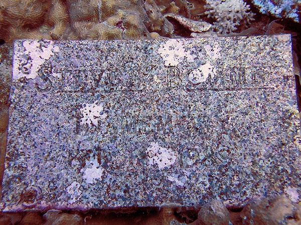 Steve's Bommie - plaque 21m underwater