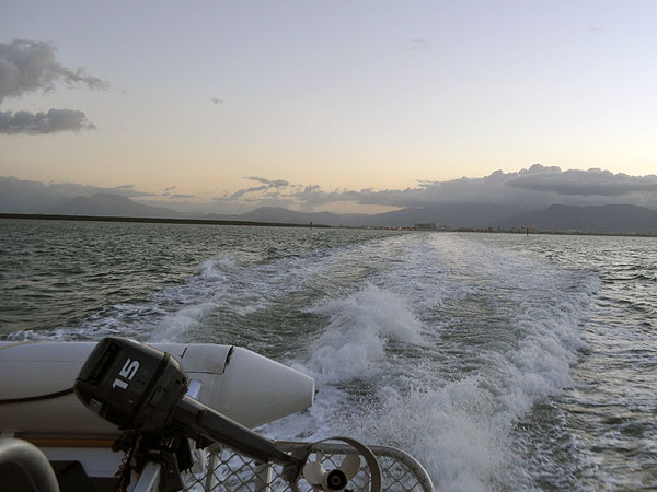 T6 heads to sea as the sun sets on Cairns