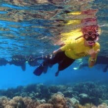 Snorkeling the shallow coral gardens.