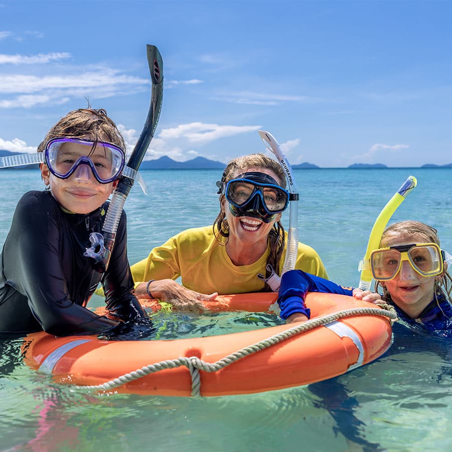 Snorkeling with children.