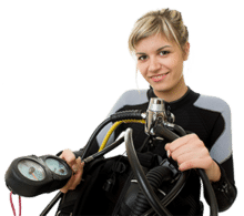 Let us Help You Scuba Diver Girl with Dive Gear