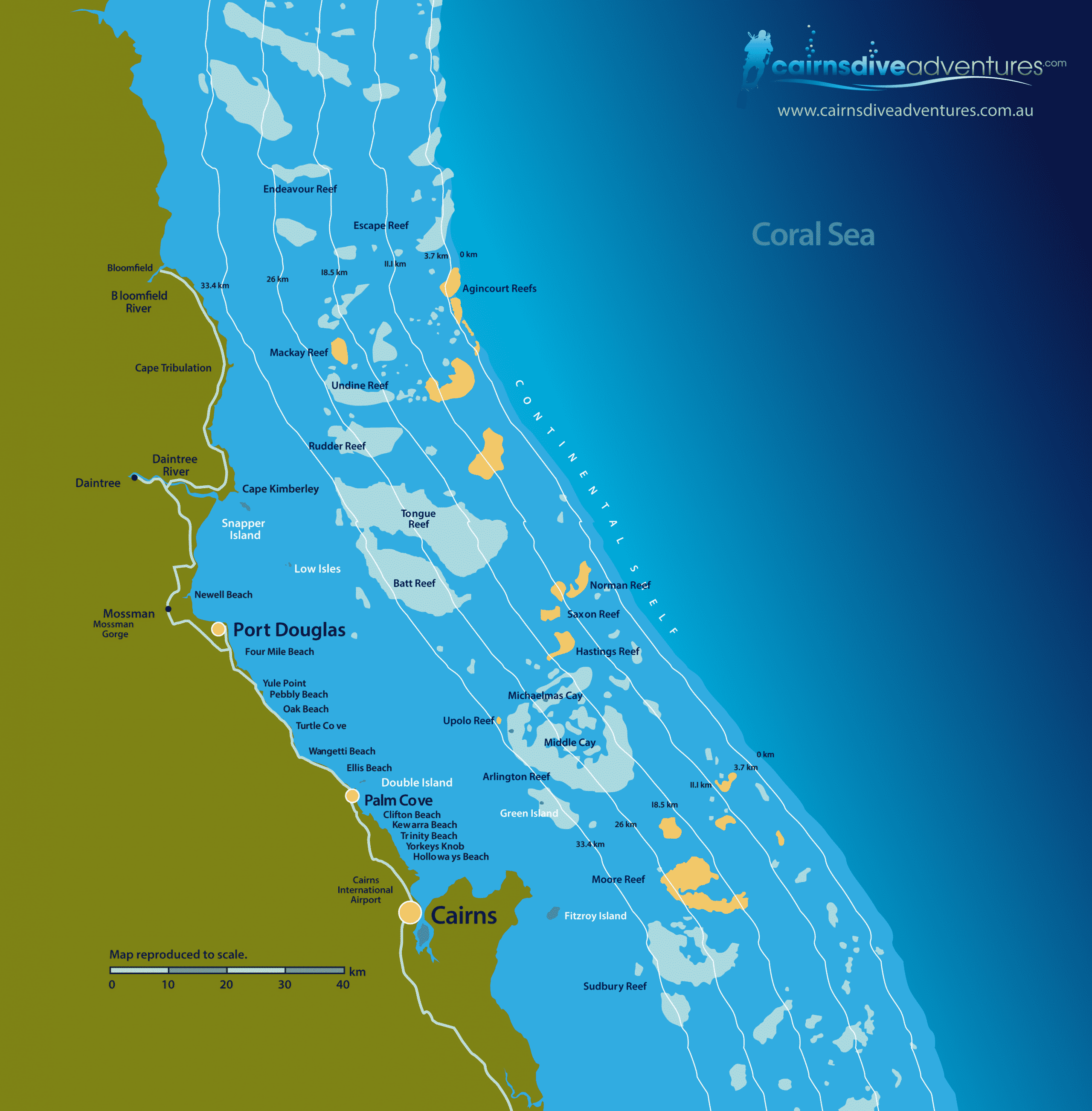 Cairns Dive Sites Map