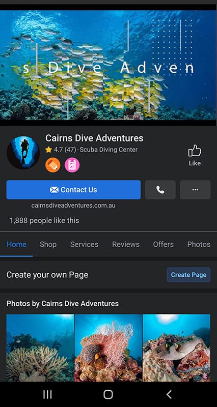 Cairns Dive Adventure Facebook Page