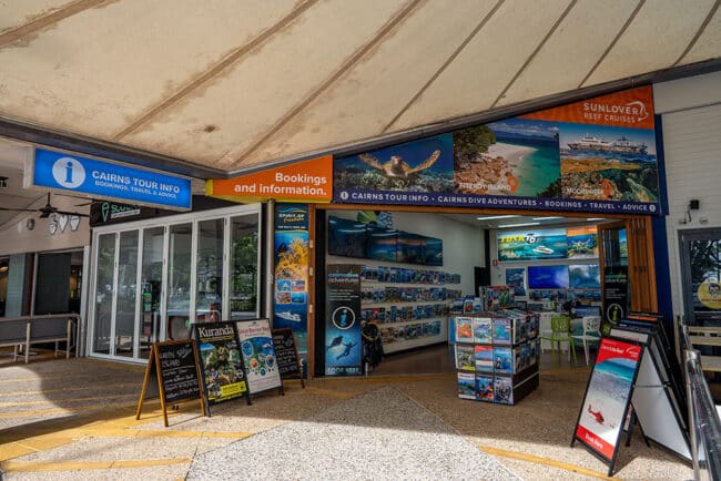 Front View of New Cairns Dive Adventures Shop Located 103 Esplanade Cairns, Australia