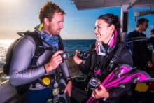 Diver Training on the back deck of boat.